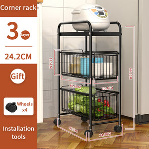 ODOROKU 3/4/5 Tiers Drawer Basket Rack with Wheels Kitchen Organizer Basket Spice Rack Organizer Pots Pans Sliding Drawer Pull Out Sliding Basket for Kitchen, Pantry Black - ODOROKU