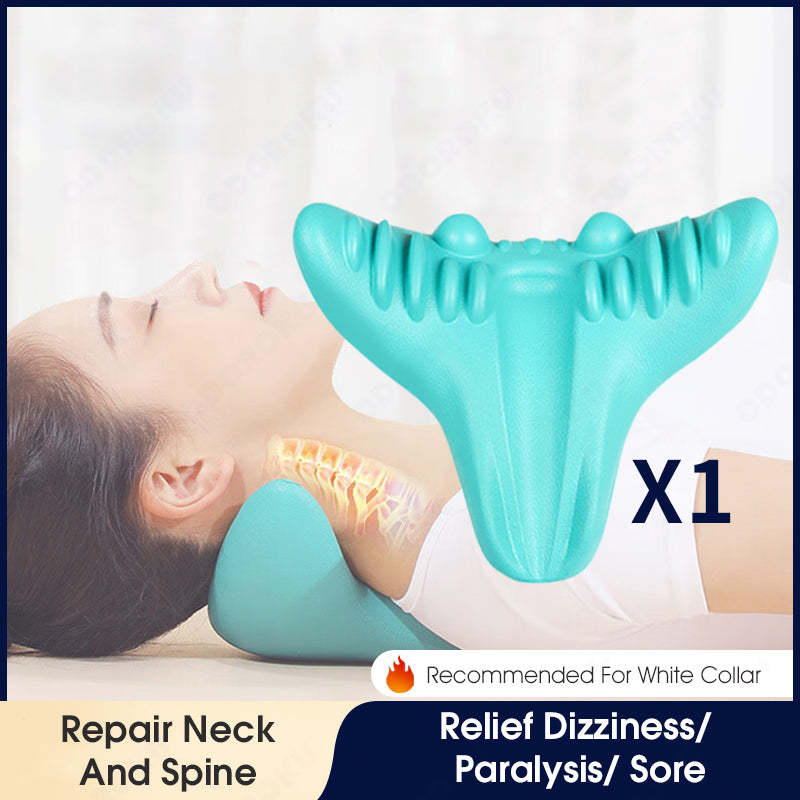 ODOROKU Chiropractic Neck & Shoulder Relaxer Pain Relief Pillow Neck and Shoulder Relaxer Ergonomics Pillow for Neck Support Cervical Spine Alignment Neck Stretcher Posture Corrector Relieve Neck Fatigue Correct Hump with Cervical Traction - ODOROKU