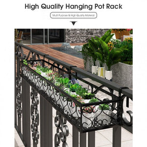 ODOROKU Flower Pot Rack Balcony Corridor Railing Hanging Plant Basket Garden Rack Black 30,60,80,100,120,150cm - ODOROKU