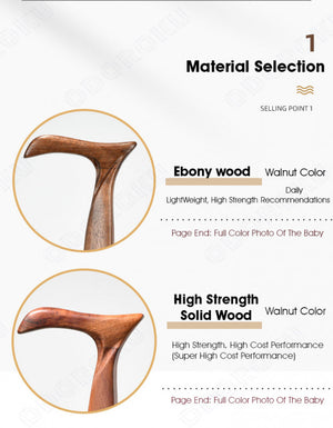 ODOROKU Natural Solid Wood Walking Cane for Seniors Wooden Walking Cane for Men and Women Natural Solid Wood Rubber Tips Heavy Duty with Travel Bag Wooden Walking Stick Ergonomic Canes for Seniors Unisex Walking Canes - ODOROKU