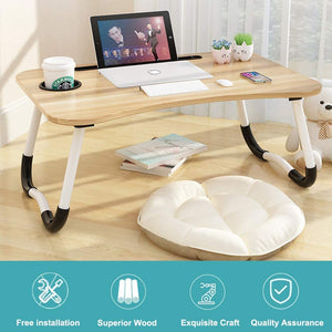 ODOROKU Laptop Bed Tray Table Portable Laptop Desk Lap Tablet with Foldable Legs & Cup Slot, Multifunctional Notebook Stand Reading Holder for Eating Breakfast, Reading Book, Watching Movie on Bed/Couch - ODOROKU