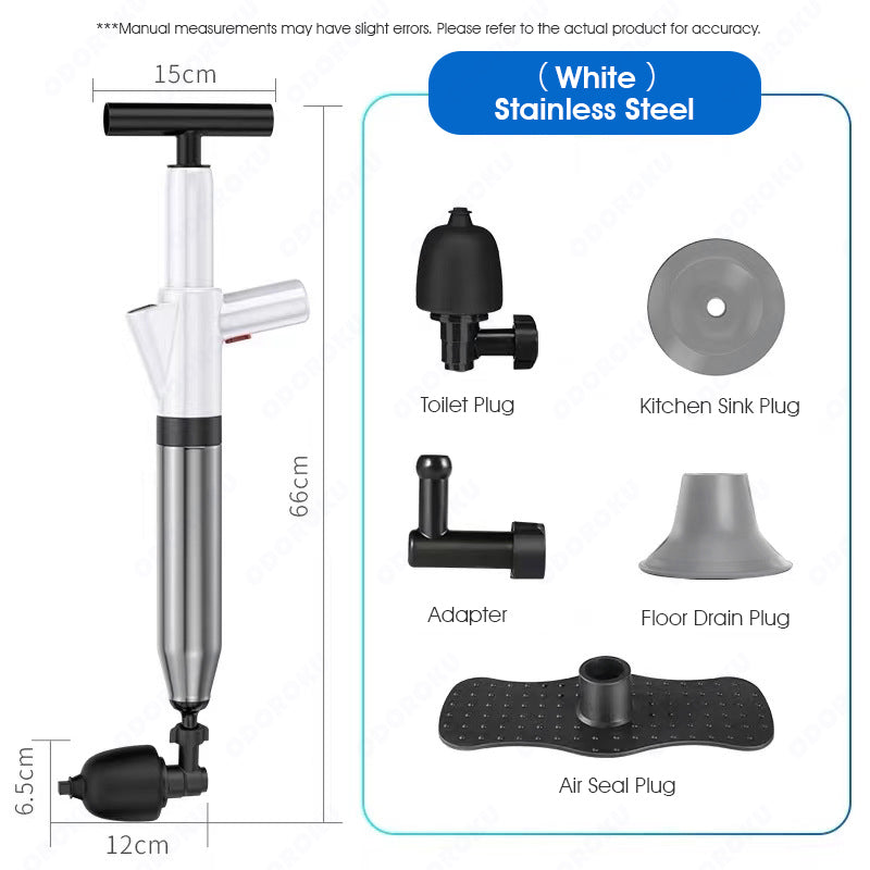 ODOROKU High Pressure Toilet Pump Air Blaster Toilet Plunger Unclogging Toilets, Drains, Sinks, Stainless Steel High Pressure Air Drain Blaster Kit - ODOROKU