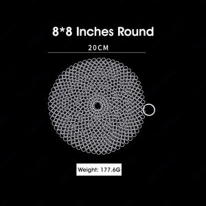 ODOROKU 316 Stainless Steel Chainmail Scrubber Metal Chain for Dish Washing Scrub for Cast Iron Pan Pot Dutch Ovens Skillet Grill Cleaning - ODOROKU