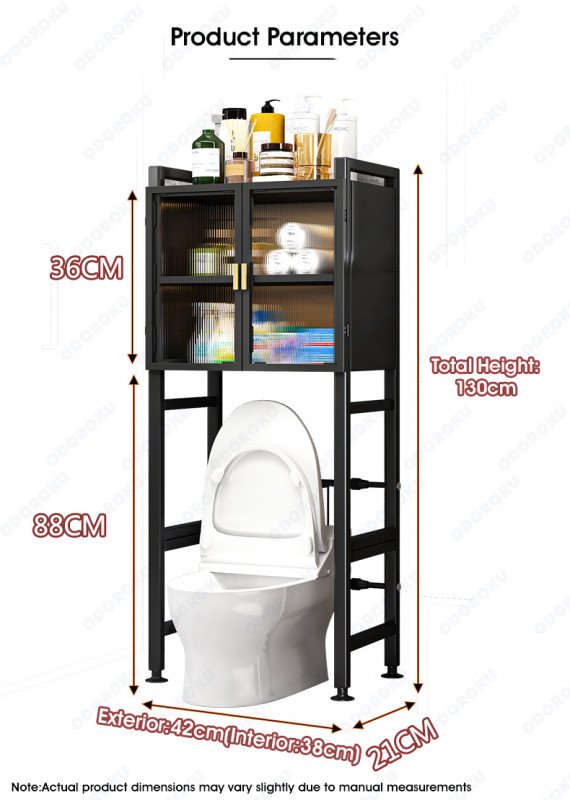 ODOROKU 2/3 Tiers Over The Toilet Storage Cabinet with Magnetic Doors Over Toilet Bathroom Organizer with Barn Doors Above Washing Machine Storage Cabinet Rack Spacesaver Cabinet Behind Toilet Bathroom Organizer - ODOROKU