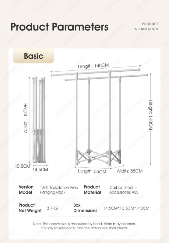 ODOROKU Foldable & Free Standing White Clothes Clothes Laundry Rack Collapsible Clothes Rack Laundry RackS Foldable Portable Space Saving Clothes Drying Rack High Capacity - ODOROKU