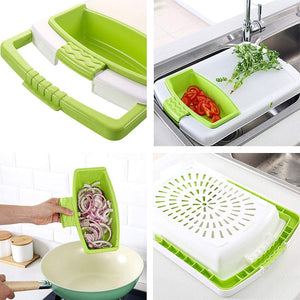 ODOROKU 3 in 1 Cutting Board Multi Function Chopping Block Kitchen Sink Drain Basket Removable Blocks Antibacterial Non-slip Plastic Cutting Board With Storage Multifunction Washable Cutting Board for Meat Vegetable Fruit - ODOROKU