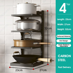 ODOROKU 2/3/4 Tiers Heavy Duty Pots and Pans Organizer Under Sink Organizer Pot Rack Pot Organiser - ODOROKU