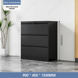 ODOROKU 2/3/4 Tiers Vertical Steel Metal File Office Cabinet Storage Drawer With Lock Office Sliding Pull Out Aesthetic Smooth Drawers Box Convenient Recessed Handle & Finger Pull High Capacity Heavy Duty Strong Load Bearing For A4 Size Files Letters - ODOROKU