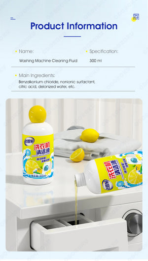 ODOROKU 5 In 1 Lemon Scent Washing Machine Cleaner 300ml Washing machine Sterilizing Liquid Washing Machine Cleaner 99% Disinfecting Deodorize Mite Removal - ODOROKU