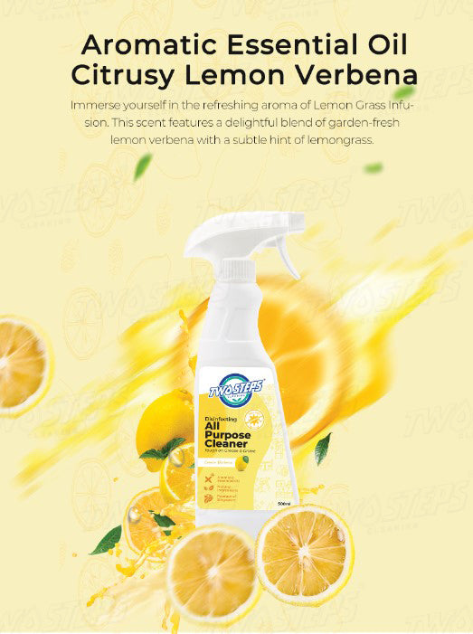 ODOROKU x Two Steps Cleaning All-Purpose Cleaner 500ml / 5L- Lemon Verbena Sanitizing and Disinfecting Spray To Clean and Deodorize - ODOROKU