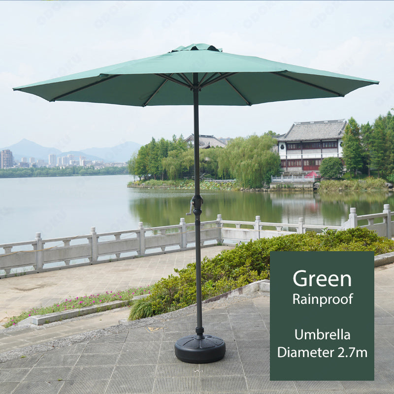 ODOROKU Patio Umbrella Parasol Cover Waterproof Outdoor with Base Round Hanging Umbrella with Double Layer Canopy Sun Shade Anti UV Easy to Use - ODOROKU