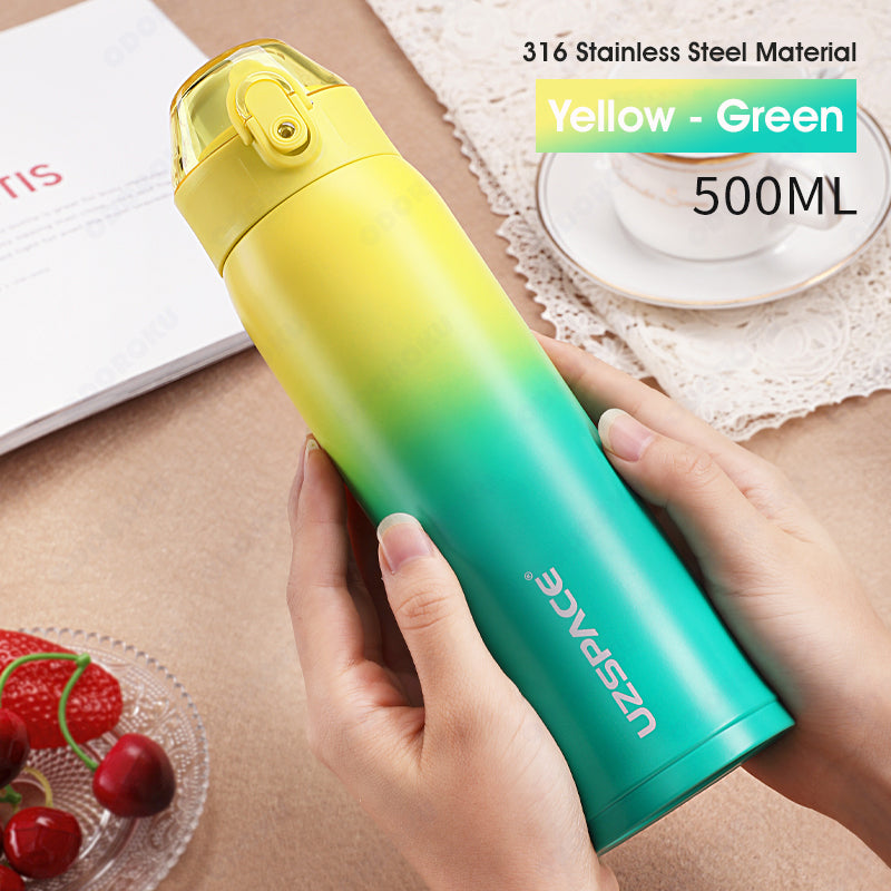 ODOROKU 316 Stainless Steel Vacuum Insulated Wide Mouth Water Bottle 500ml Leakproof Thermos Keeps Cold for 12 hours, Hot for 12 hours Double Walled Fashionable Ofiice Tumbler Flask BPA Free - ODOROKU