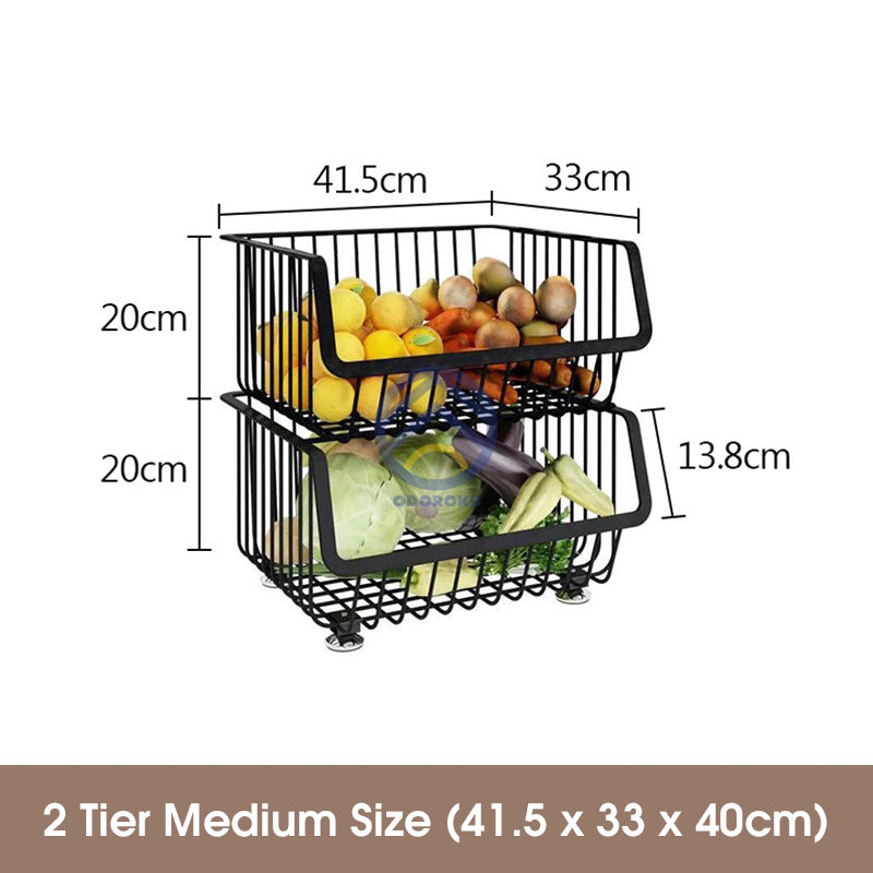 ODOROKU 2/3/4/5 Tiers Kitchen Basket Rack with Wheels Multipurpose Rack Storage Heavy Duty Vegetable And Fruit Basket - ODOROKU