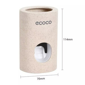 ODOROKU Wheat Straw Toothpaste Dispenser Eco Friendly Dustproof Hands Free Squeeze Out for Family Washroom Bathroom - ODOROKU