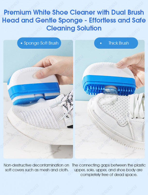 ODOROKU 2 In 1 Advanced White Shoe Cleaning Kit 100ml Cleaner Brush Shoe Cleaner Shoe Whitener Sneaker Cleaner Sponge Shoe Cleaning Kit - ODOROKU