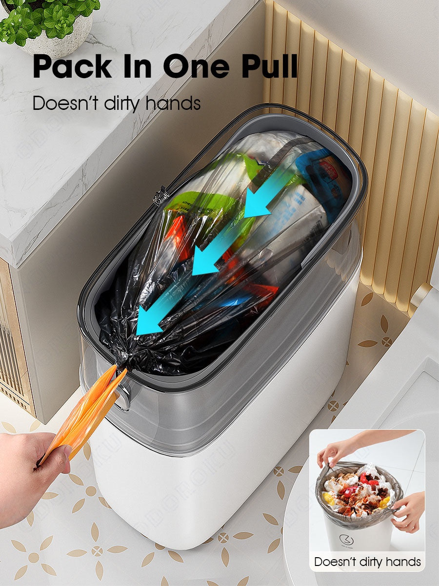 ODOROKU 11.2L Top Opening Flip Up Pull Bin Trash Can with Lid Plastic Narrow Trash Can for Bathroom Bedroom Kitchen Drawstring Packing Garbage Can with Lid Soft Close - ODOROKU