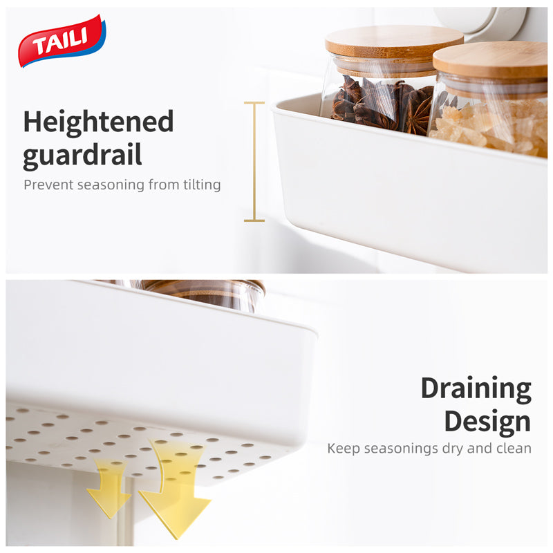 ODOROKU x Taili 2 Tier Shower Caddy One Push Suction Cups Heavy Duty Bathroom Shower Shelf Storage Basket Wall Mounted Organizer for Shampoo Conditioner Body Wash Plastic Shower Rack for Kitchen Drill-Free Removable - ODOROKU