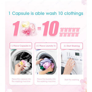 ODOROKU 3 in1 Laundry Detergent Capsules Cherry Blossoms Fragrance 28 capsules per tub Anti Bacteria , Long Lasting Fragrance , Softener Laundry Capsules - ODOROKU