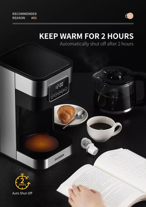 ODOROKU Coffee Maker Touch-Screen 10-cup Programmable with Glass Carafe Coffee Machine Drip Coffee Maker Stainless Steel - ODOROKU