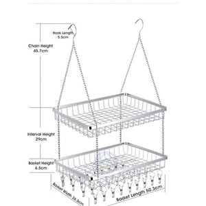 ODOROKU Big Size 304 Stainless Steel Laundry Drying Rack Clothes Hanger for Drying 60kg Capacity 36 Windproof Clips - ODOROKU