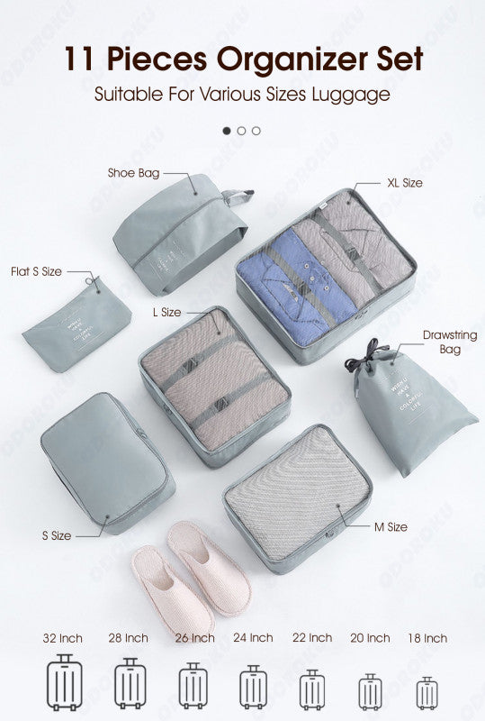 ODOROKU 7/8/9 pcs Compression Travel Packing Cube Set Travel Organizer Bag Travel Bag Duffel Bag Storage Bag Travel Storage Bag Set Foldable Compression Bag for Clothes/Shoes/Underwear/Cosmetics/Travel Accessories - ODOROKU