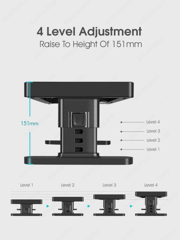 ODOROKU Height Adjustable Monitor Stand Computer Riser with USB & Wireless Charging Phone Charger 4 USB Ports Hub and Drawer Storage Metal Desktop Organizer Lifter Shelf for PC Screen Studio Display Office Gaming - ODOROKU