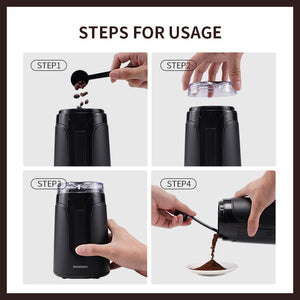 ODOORKU Electric Coffee Bean Grinder with Stainless Steel Blades Coffee Grinder Kitchen Grinder Blender Slicer Small Spice and Herb Grinder 1.4oz/40g - ODOROKU