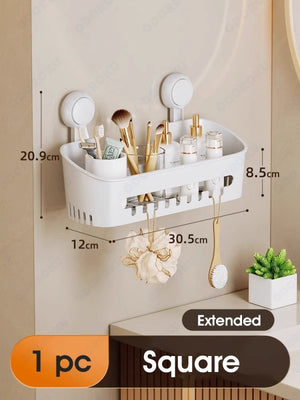 ODOROKU x Taili Corner Shower Caddy One Push Suction Cups Heavy Duty Bathroom Shower Shelf Storage Basket Wall Mounted Organizer for Shampoo Conditioner Body Wash Plastic Shower Rack for Kitchen Drill-Free Removable - ODOROKU