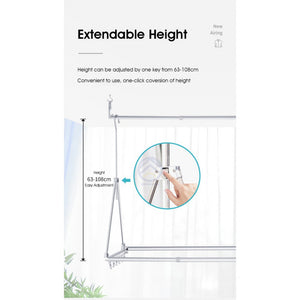 ODOROKU Ceiling Hanging Stainless Steel Extendable Drying Rack Foldable Space Saving Windproof Hooks Easy to Use - ODOROKU