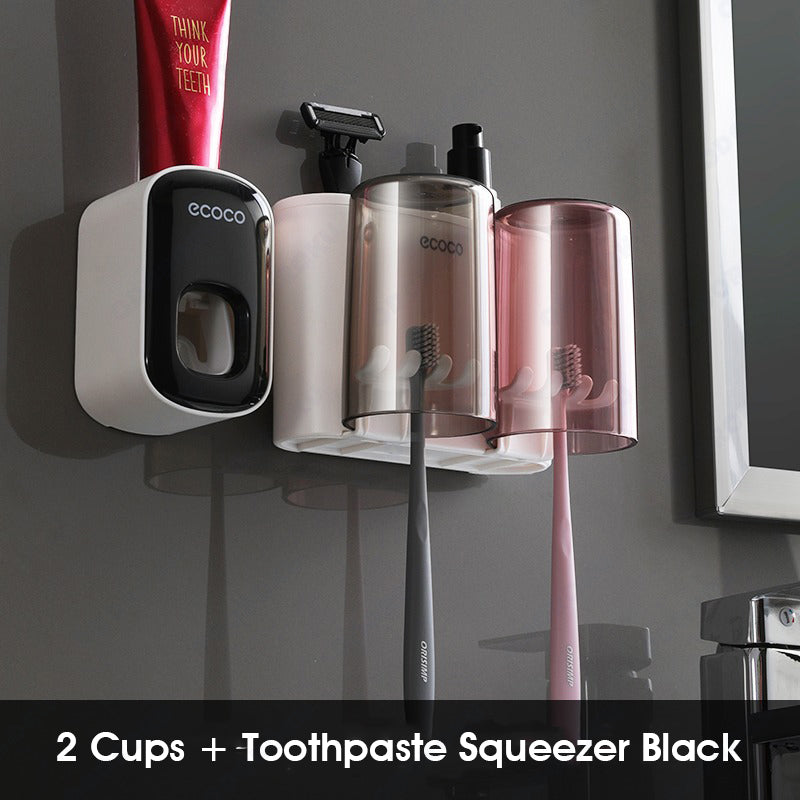 ODOROKU 2/3/4 Cups Toothbrush Holder Wall Mounted with Toothbrush Dispenser Electric Toothbrush Holders for Bathrooms Tooth Brushing Holder for Kids Toothbrush Organizer - ODOROKU