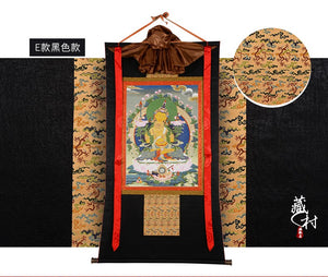 ODOROKU Manjushiri Bodhisattva Embroidered Fabric Mounted Tibetan Thangka 文殊菩萨唐卡 - ODOROKU