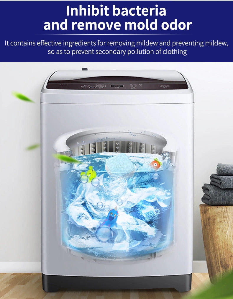 ODOROKU 30 Cubes Washing Machine Cleaning Magic Cube Effervescent Tablet Washing Machine Cleaner Antibacterial Rate 99% Active Oxygen Decontamination, Reduce Musty Smell Clean Laundry - ODOROKU