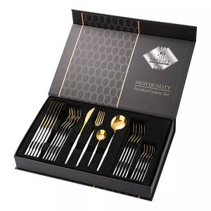 ODOROKU 24 Silverware Thin Handles with Gift Box 304 Stainless Steel Cutlery set, Housewarming Gift, flatware set with Knife/Fork/Spoon/Teaspoon Utensils Set - ODOROKU