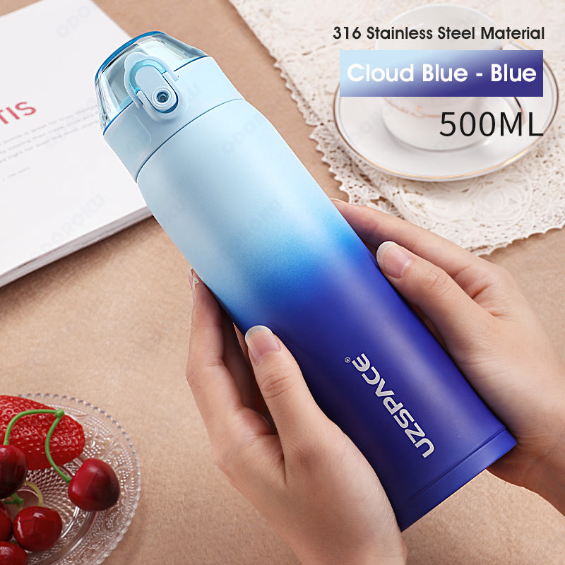 ODOROKU 316 Stainless Steel Vacuum Insulated Wide Mouth Water Bottle 500ml Leakproof Thermos Keeps Cold for 12 hours, Hot for 12 hours Double Walled Fashionable Ofiice Tumbler Flask BPA Free - ODOROKU