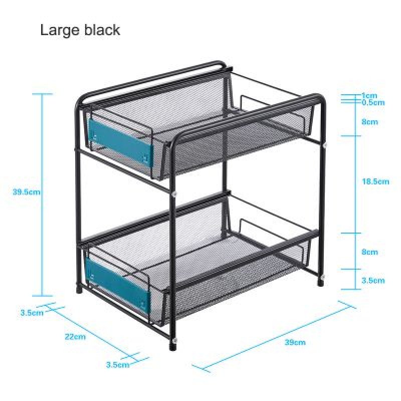 ODOROKU 2 Tier Pull Out Drawer Spice Rack Storage Rack Cabinet Multi-layer Shelf Holding Seasoning Pots - ODOROKU