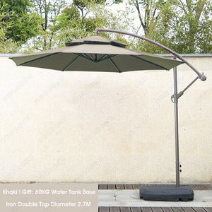 ODOROKU Patio Umbrella Parasol Cover Waterproof Outdoor with Base Round Hanging Umbrella with Double Layer Canopy Sun Shade - ODOROKU