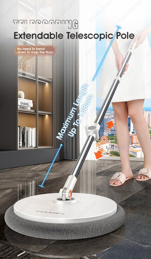 ODOROKU Clean Water Spin Mop and Bucket with Wringer Set Stainless Steel Home Cleaning Mop with Separate Dirty and Clean Water Mops for Floor with Replacement Head Microfiber Cloth Self Wringing 360° Rotating Mop - ODOROKU