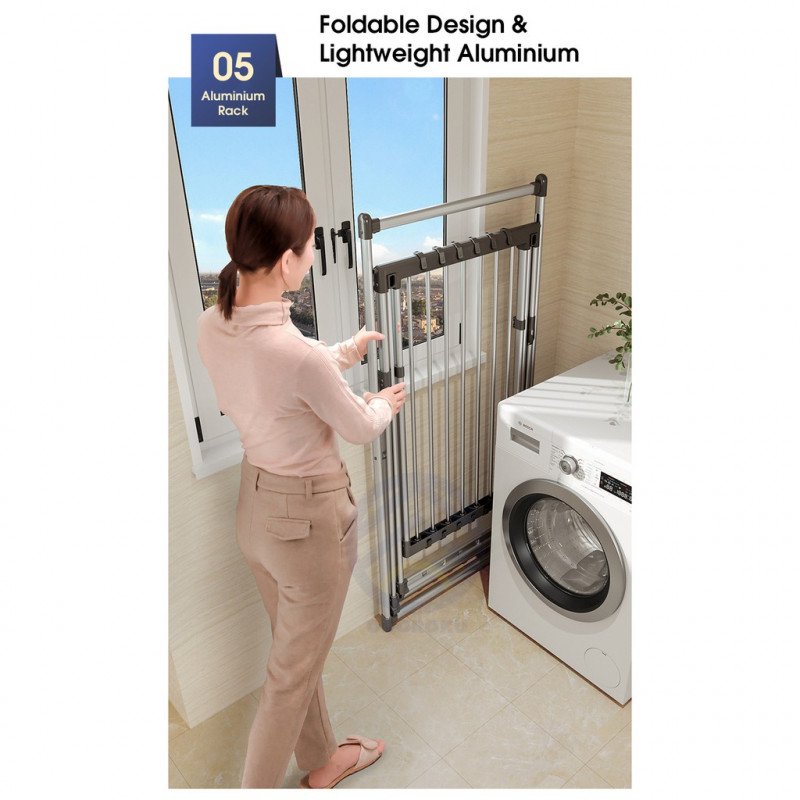 ODOROKU Aluminum Foldable Clothes Drying Rack with Wheels High Quality Laundry Rack Stable & Solid Aluminum - ODOROKU