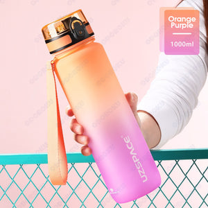 ODOROKU Gradient Frosted BPA Free Water Bottle 500ml 1000ml 1 Litre USA Tritan Food Grade Material Easy One-Hand Opening Cover Leak-proof Safety Lock Nylong Strap Ideal for Outdoor Sports Exercise Cycling Tritan Water Bottle - ODOROKU