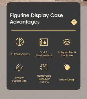 ODOROKU Popmart Stackable Display Case with Magnetic Door and Removable Shelves Acrylic Display Box Stackable Dustproof Display Box for Collectibles Toys Figures Storage Easy to Assemble - ODOROKU