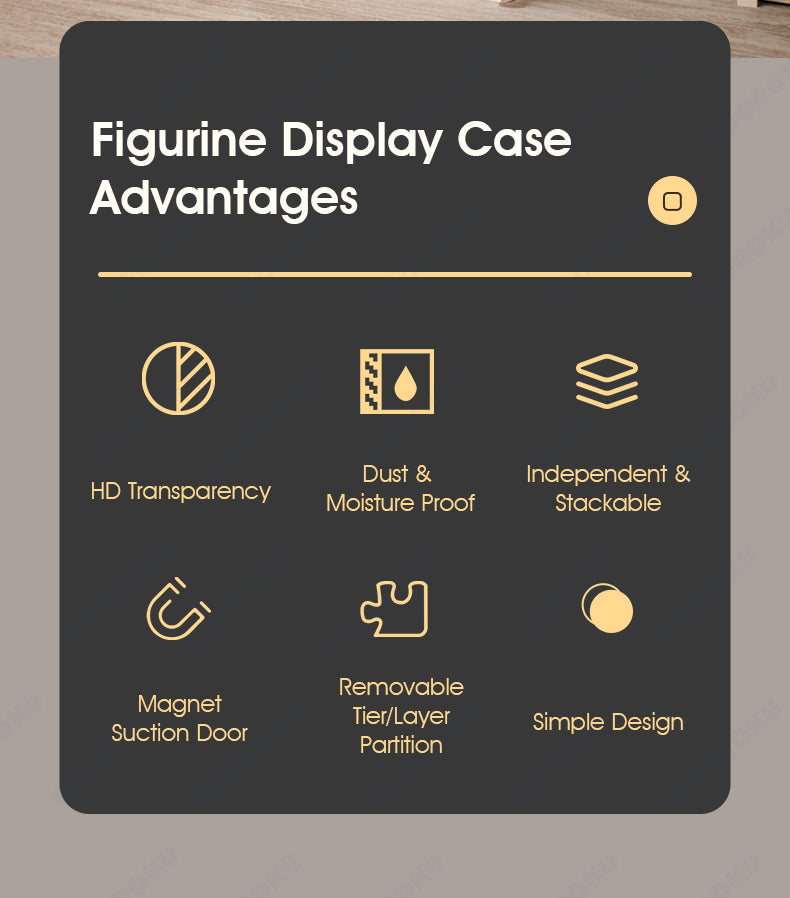 ODOROKU Popmart Stackable Display Case with Magnetic Door and Removable Shelves Acrylic Display Box Stackable Dustproof Display Box for Collectibles Toys Figures Storage Easy to Assemble - ODOROKU