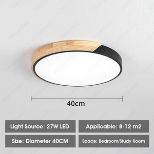 ODOROKU Circle Modern LED Ceiling Light Minimalist Wood Style Flush Mount Ceiling Light Fixture Circle Lighting Lamp with Acrylic Lampshade for Bedroom Living Room Dining Room Laundry Black White - ODOROKU