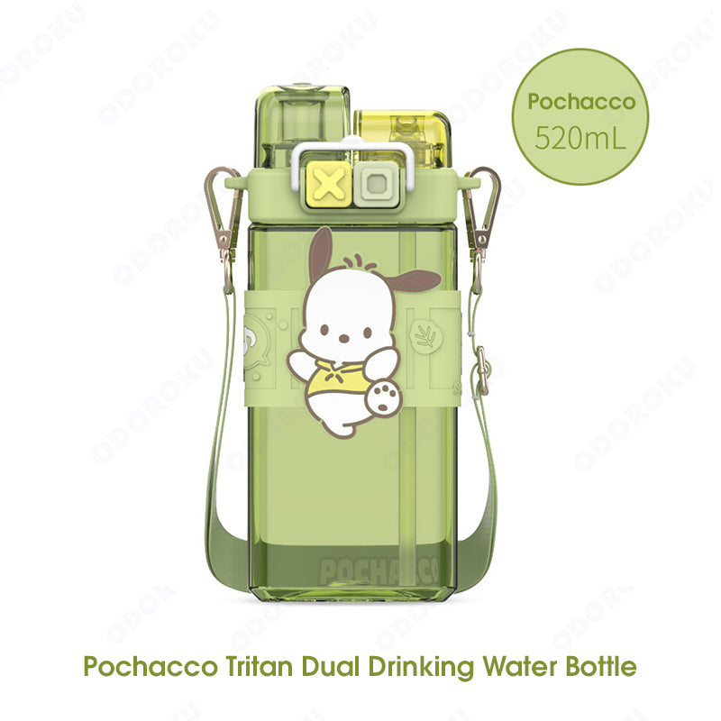 ODOROKU Sanrio Kids Water Bottle Tritan Bottle 520ml 100% BPA Free Cute Water Bottle My Melody Kuromi Cinnamoroll Pochacco Pompompurin 2 In 1 Spout with Adjustable Shoulder Strap Leakproof - ODOROKU