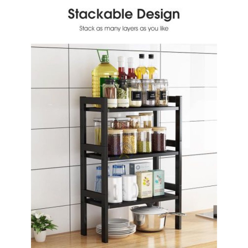 ODOROKU 33/43/54cm Stackable Cabinet Spice Rack Steel Metal Kitchen Organizer Standing Spice Organizer for Counter - ODOROKU