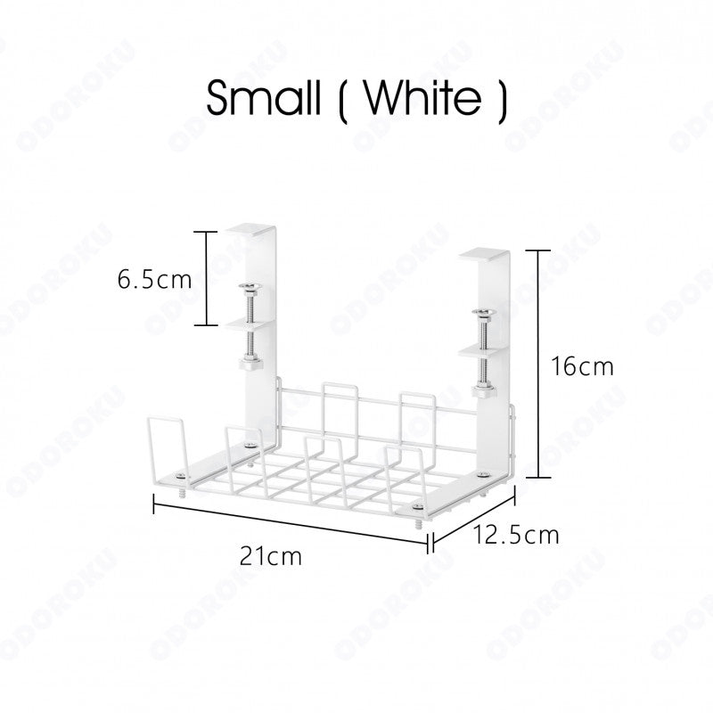 ODOROKU Undersink Office Desk Cable Management Tray Nail Free No Drill Steel Desk Cable Organizers, Wire Management Tray Cable Management Rack Desk Cable Tray with Wire Organizer and Desk Cord Organizer Black White - ODOROKU