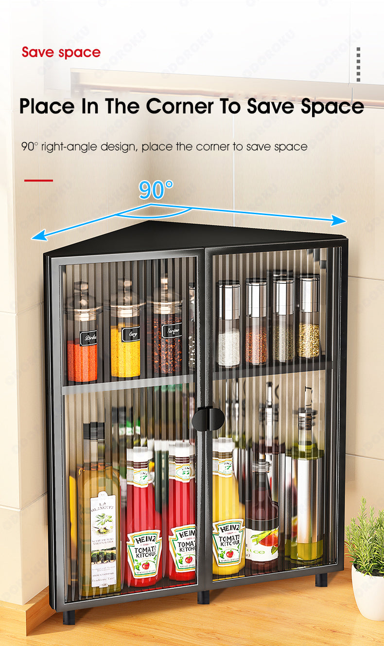 ODOROKU 2/3 Tier Kitchen Spice Rack Standing Rack Triangle Bathroom Countertop Storage Shelf Kitchen Counter Shelf Corner Spice Rack - ODOROKU