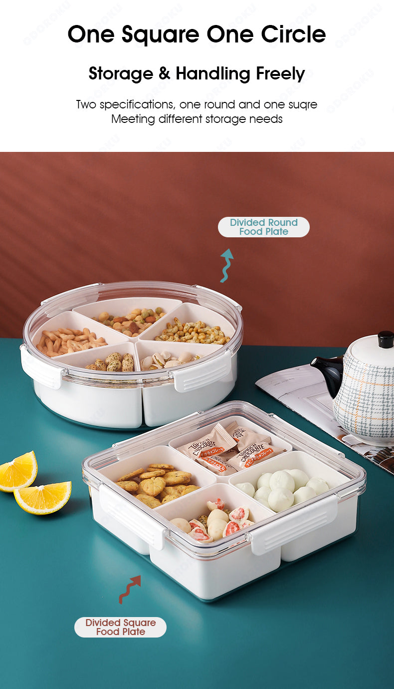 ODOROKU Customizable Compartment Food Container Divided Food Storage Containers with Lids Plastic Snack Container with 4 Removable Boxes Stackable Lunch Box Fridge Produce Saver for Fruit Vegetable Meat CNY Dinner - ODOROKU