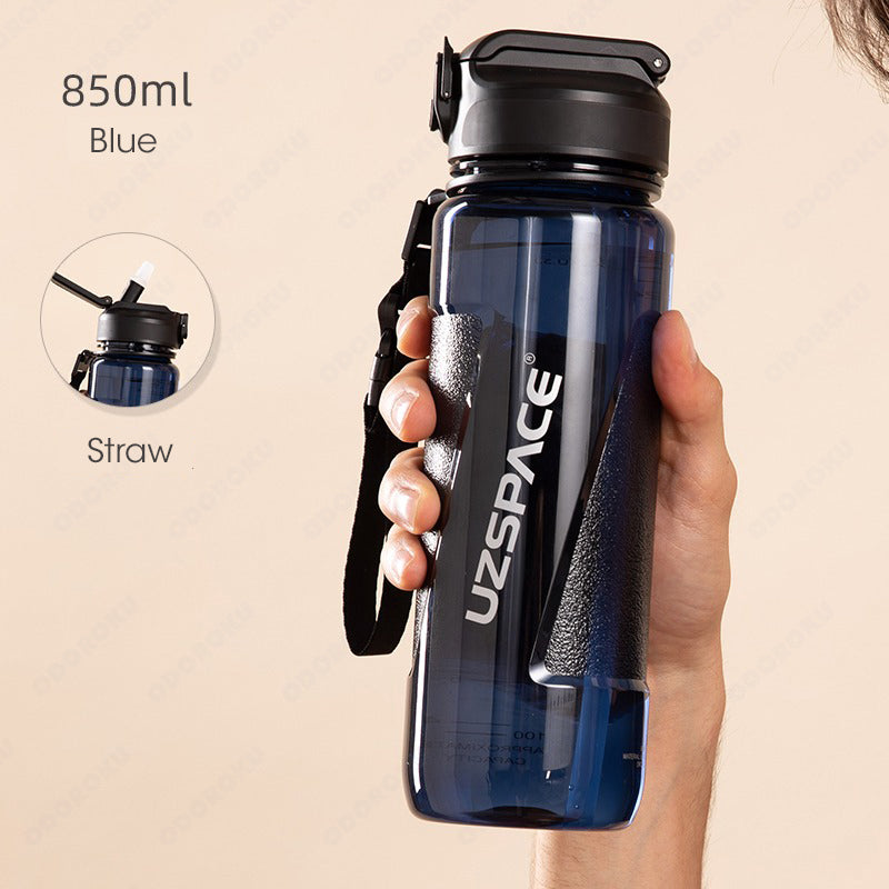 ODOROKU Transparent Straw BPA Free Water Bottle 850ml 1000ml 1 Litre USA Tritan Food Grade Material Easy One-Hand Opening Cover Leak-proof Safety Lock Nylong Strap Ideal for Outdoor Sports Exercise Cycling Tritan Water Bottle - ODOROKU