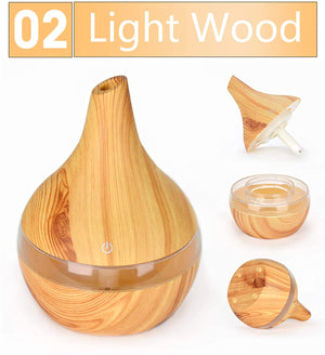 ODOROKUI USB 300ml Aroma air Humidifier Aromatherapy Wood Grain 7 Color LED Lights Electric Aromatherapy Essential Oil Aroma Diffuser for Home Office Light Wood Dark Wood Humidifier - ODOROKU