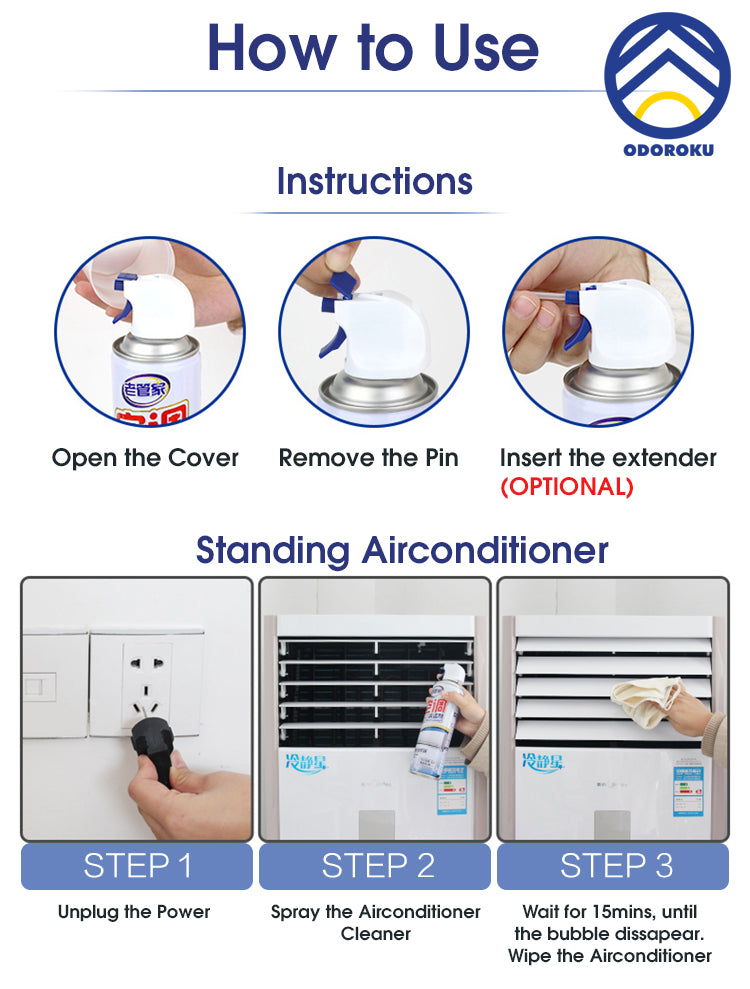 ODOROKU Air Conditioner Cleaner 500ml Sterilization and Air Con Cleaner Fresh and Odor Free Suitable for All Household - ODOROKU